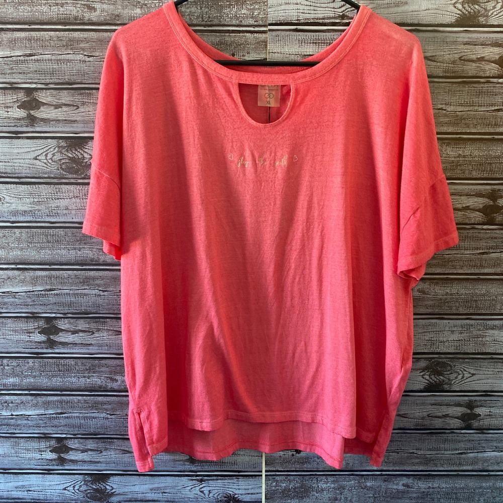 Calia Women's Short-Sleeved Top Size XL Lounge‎ Boxy Stay The Path Cutout NWT